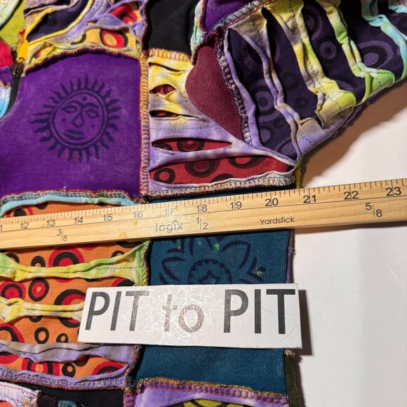 All That Jazz Cut Out Patchwork Full Zip Hoodie Boho Women's XL Hippie Festival - Picture 3 of 10